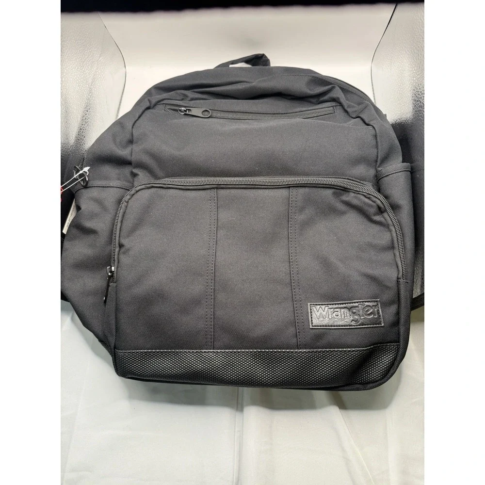 Wrangler Black Backpack Laptop School Travel Bag Multi Pocket Bookbag New